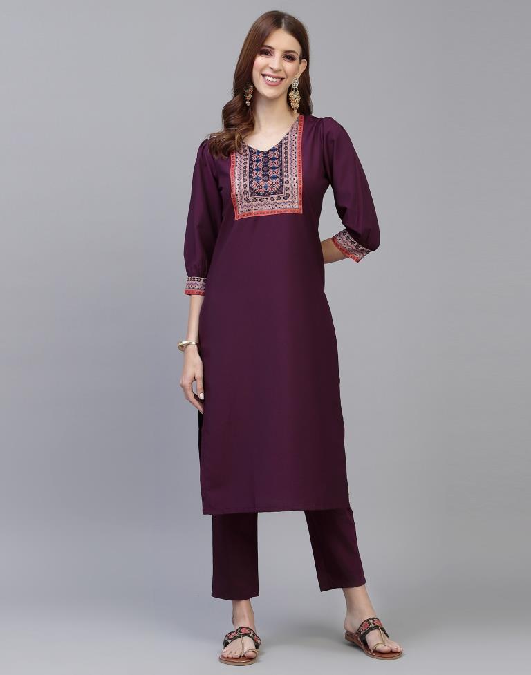 Wine Kurti With Pant And Dupatta | Sudathi