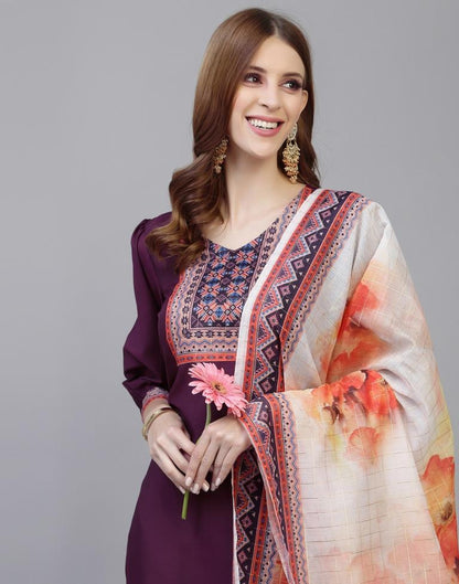 Wine Kurti With Pant And Dupatta | Sudathi