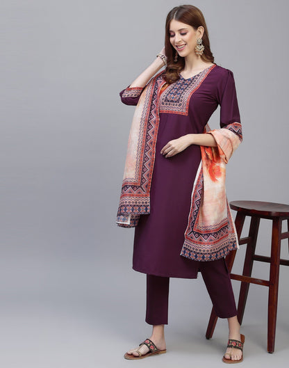 Wine Kurti With Pant And Dupatta | Sudathi