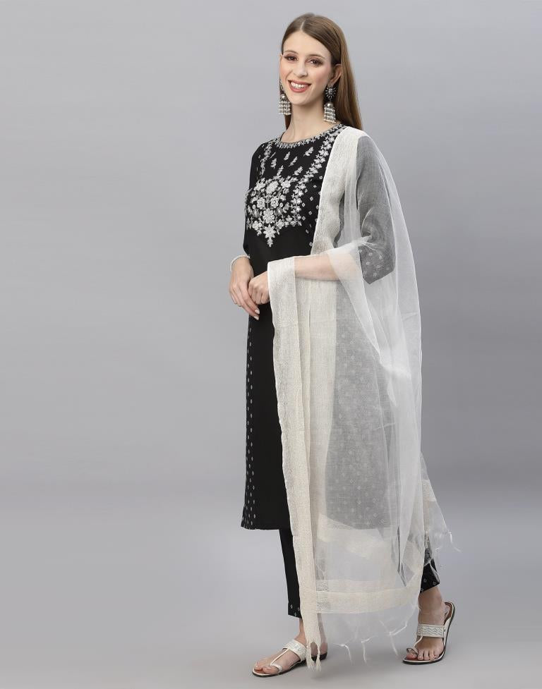 Black Kurti With Pant And Dupatta | Leemboodi