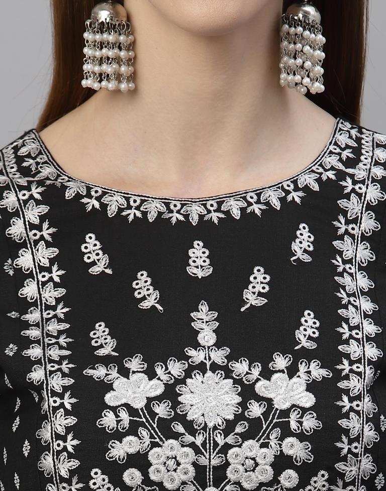 Black Kurti With Pant And Dupatta | Leemboodi