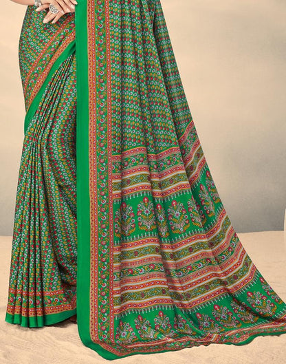 Multicoloured Printed Silk Saree