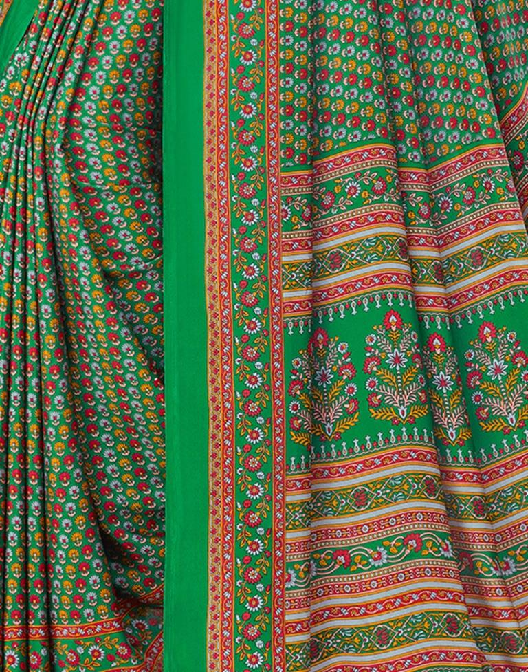 Multicoloured Printed Silk Saree