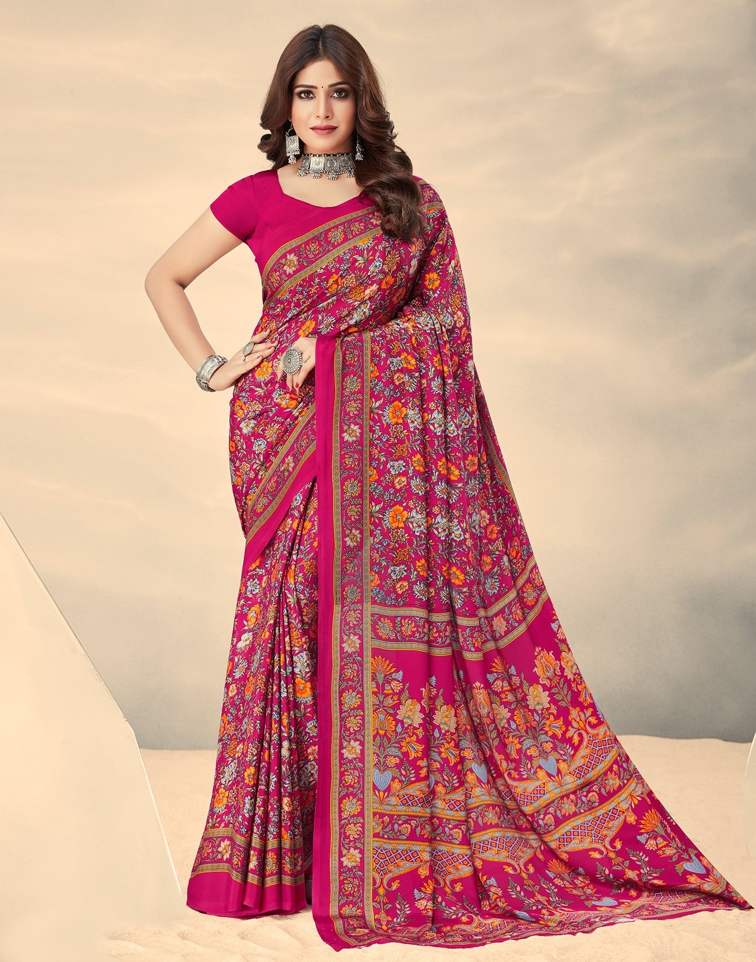Dark Pink Silk Saree | Sudathi