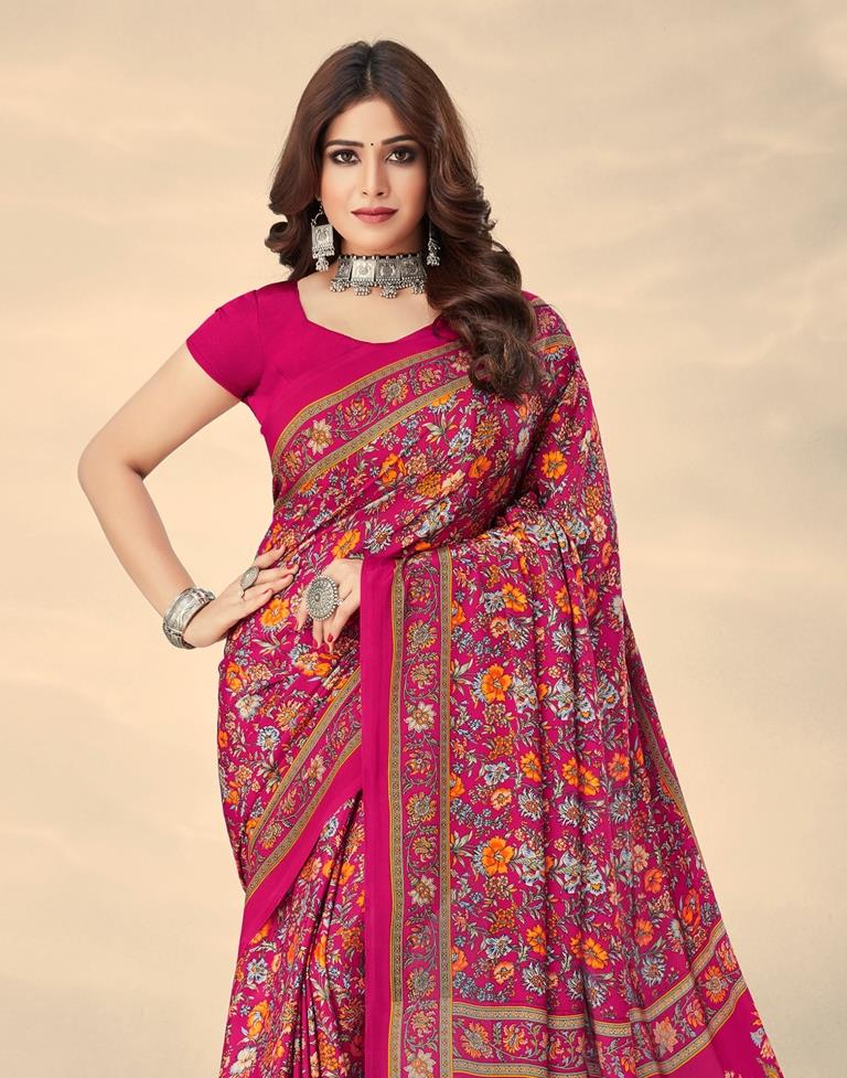 Dark Pink Silk Saree | Sudathi