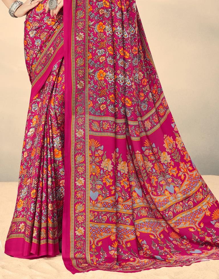 Dark Pink Silk Saree | Sudathi