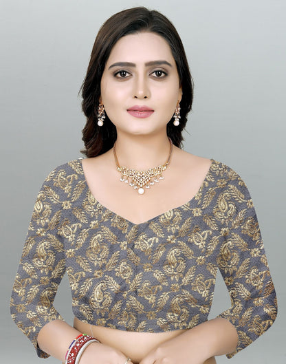 Grey Plain Pre-draped Saree | Leemboodi