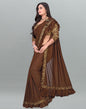 Brown Plain Pre-draped Saree | Leemboodi