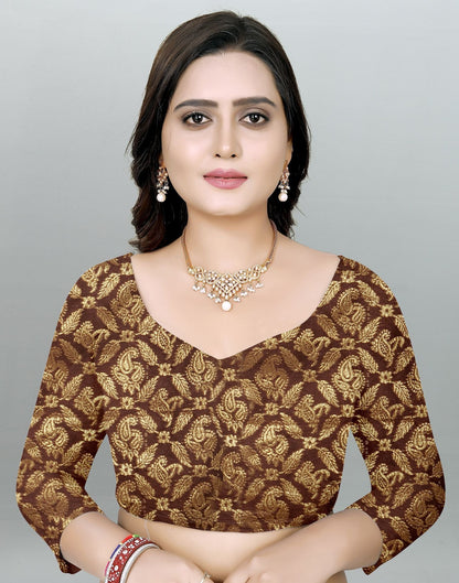 Brown Plain Pre-draped Saree | Leemboodi