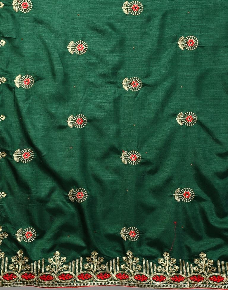 Bottle Green Embroidery Saree | Sudathi