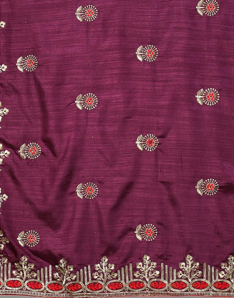 Wine Embroidery Saree | Sudathi