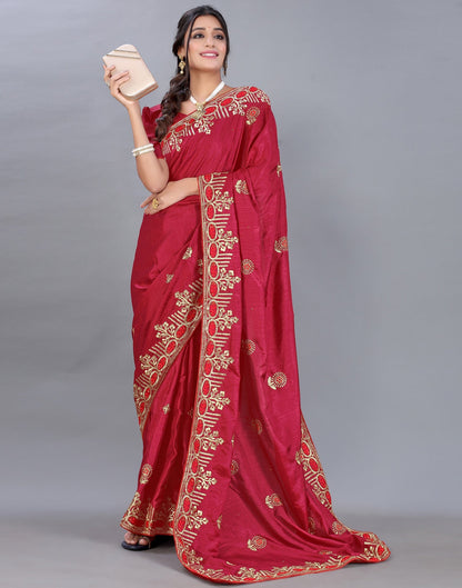 Maroon Embroidery Saree | Sudathi