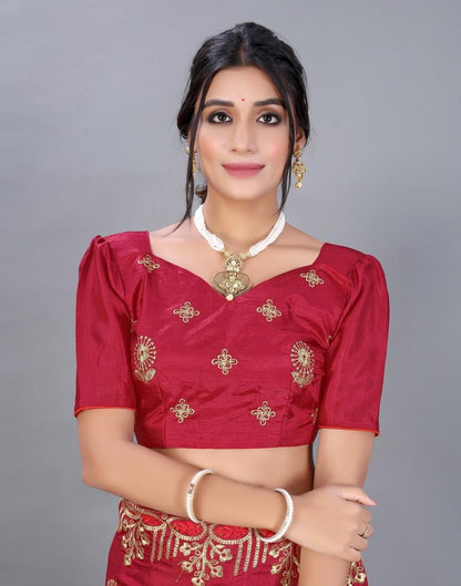 Maroon Embroidery Saree | Sudathi