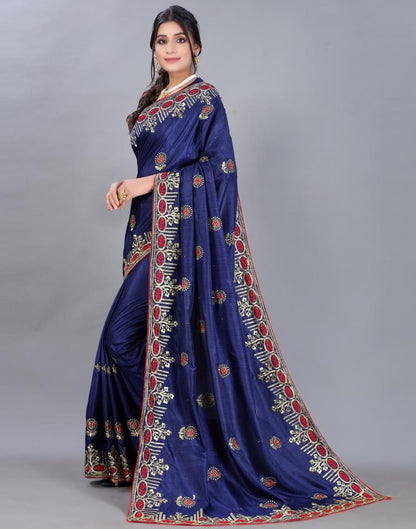 Navy Blue Embroidery Saree | Sudathi