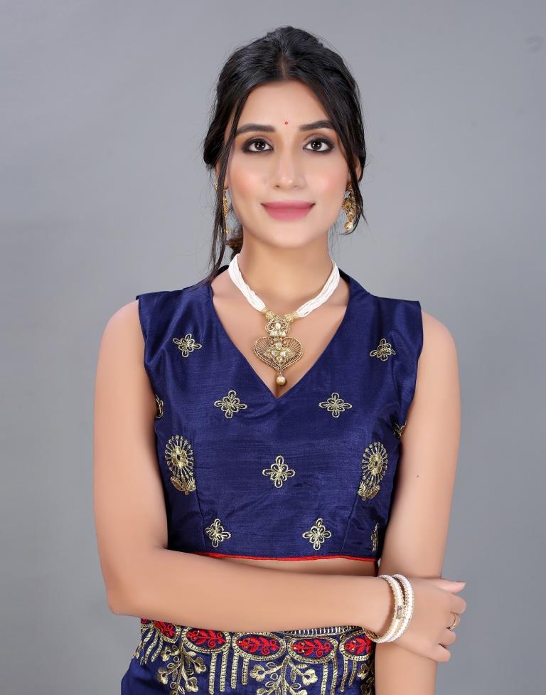 Navy Blue Embroidery Saree | Sudathi