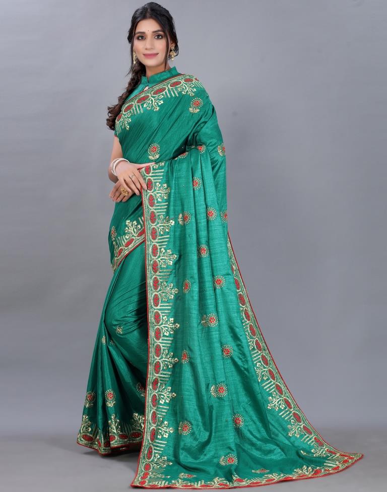 Green Embroidery Saree | Sudathi
