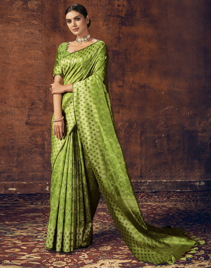 Parrot Green Silk Saree | Sudathi