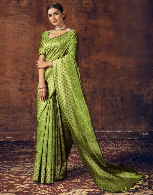 Parrot Green Silk Saree | Sudathi