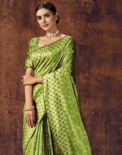 Parrot Green Silk Saree | Sudathi