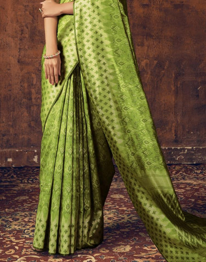 Parrot Green Silk Saree | Sudathi
