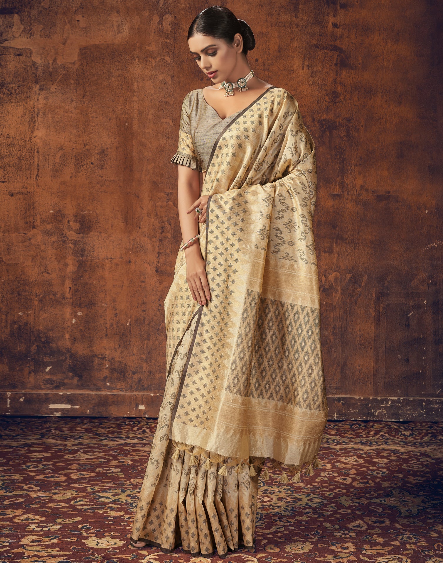 Beige Silk Saree | Sudathi