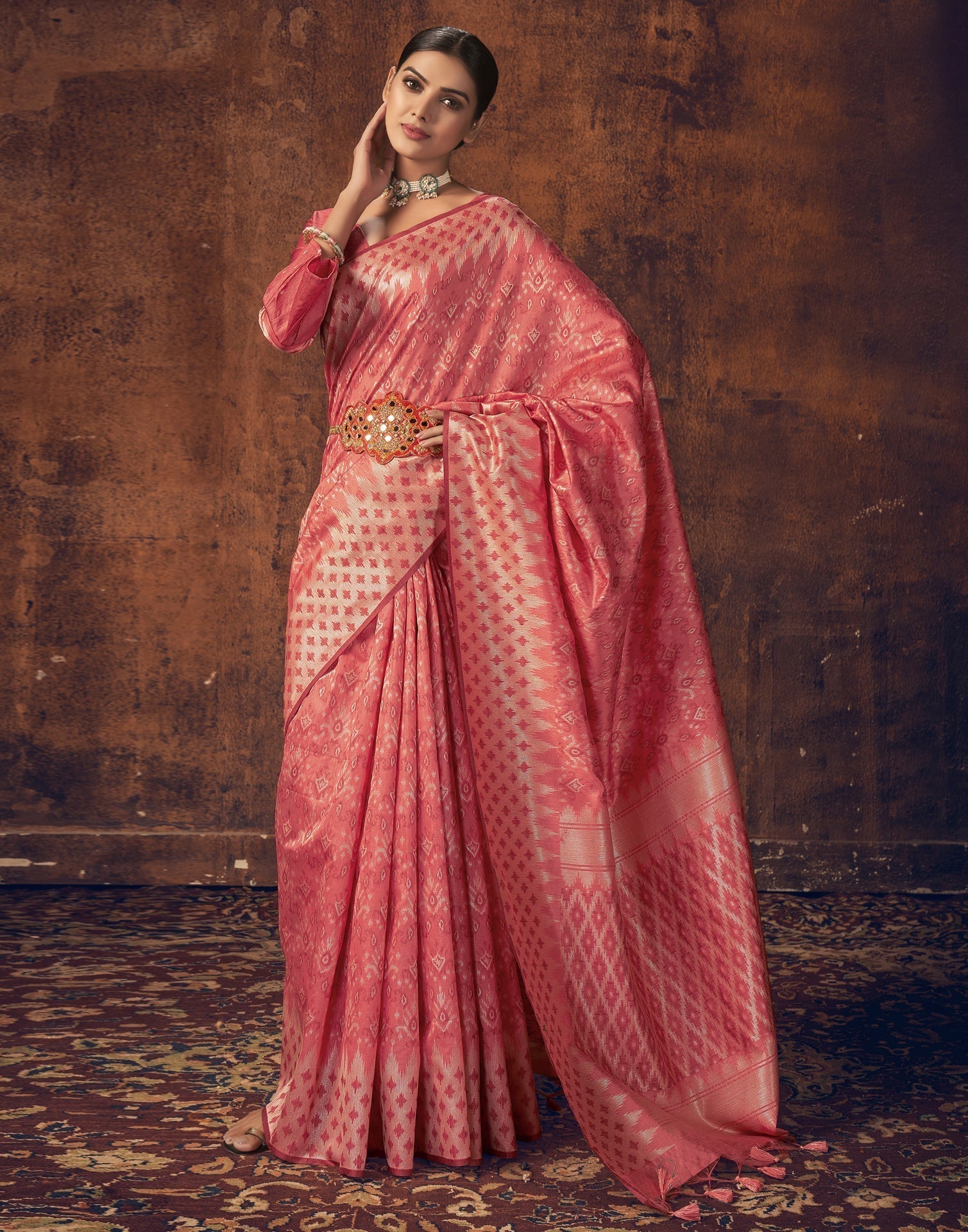 Coral Pink Silk Saree | Sudathi