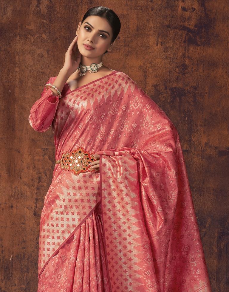 Coral Pink Silk Saree | Sudathi