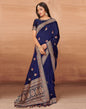 Navy Blue Silk Blend Saree | Sudathi