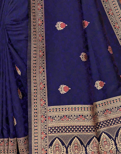 Navy Blue Silk Blend Saree | Sudathi