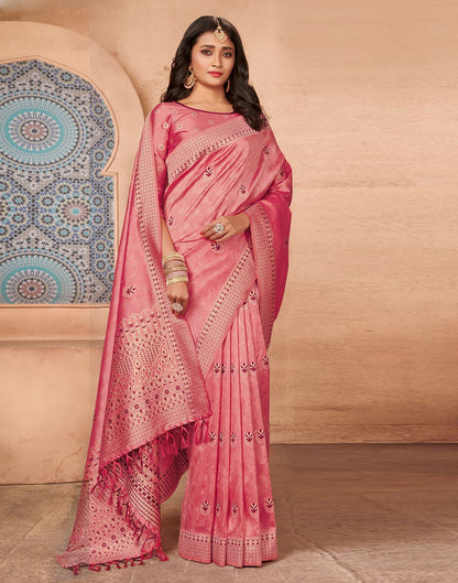 Rose Pink Silk Blend Saree | Sudathi