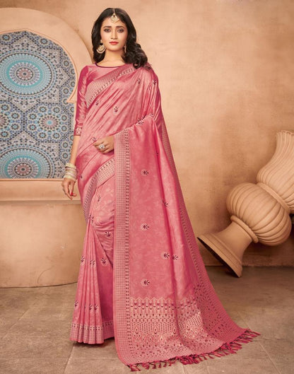 Rose Pink Silk Blend Saree | Sudathi