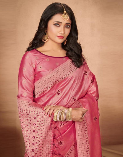 Rose Pink Silk Blend Saree | Sudathi