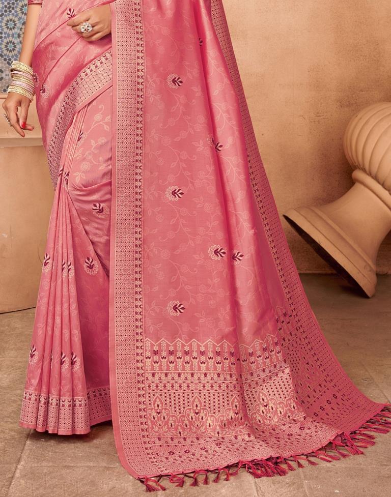 Rose Pink Silk Blend Saree | Sudathi