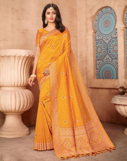 Turmeric Yellow Silk Blend Saree | Sudathi