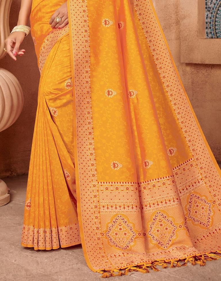 Turmeric Yellow Silk Blend Saree | Sudathi