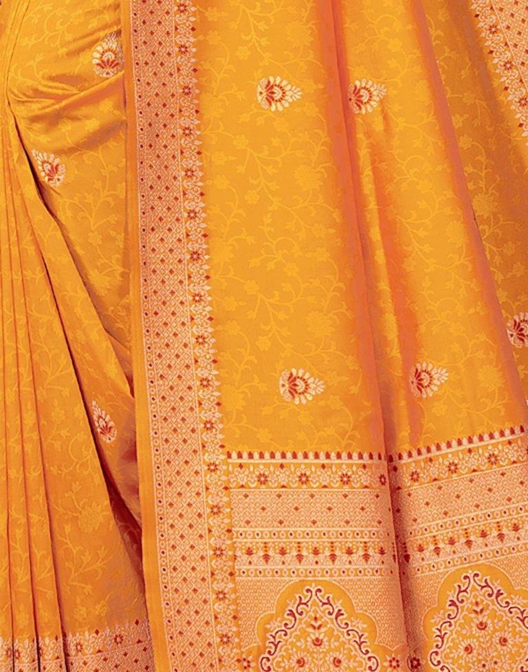 Turmeric Yellow Silk Blend Saree | Sudathi
