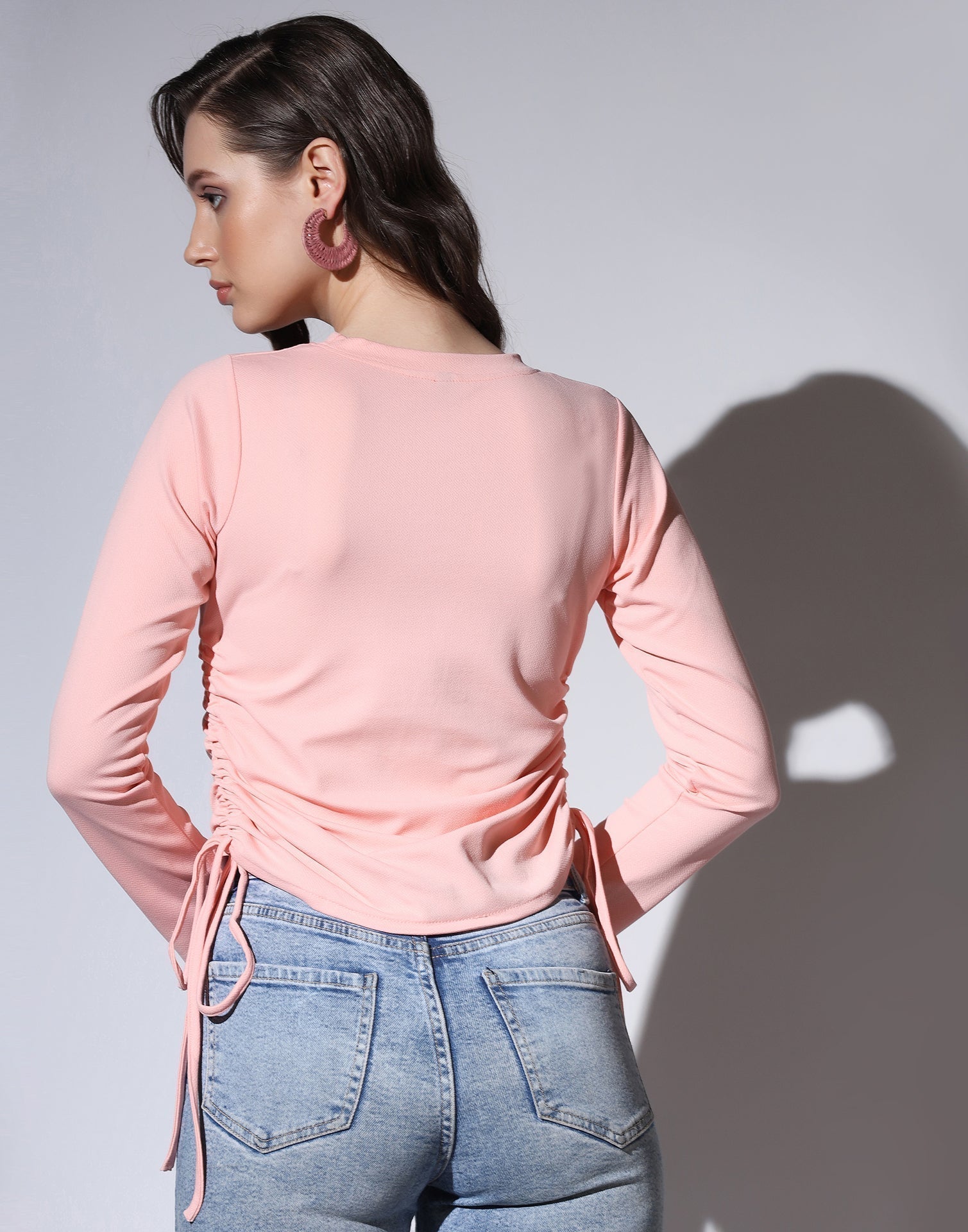 Peach Colored Lycra Knitted Top | Leemboodi