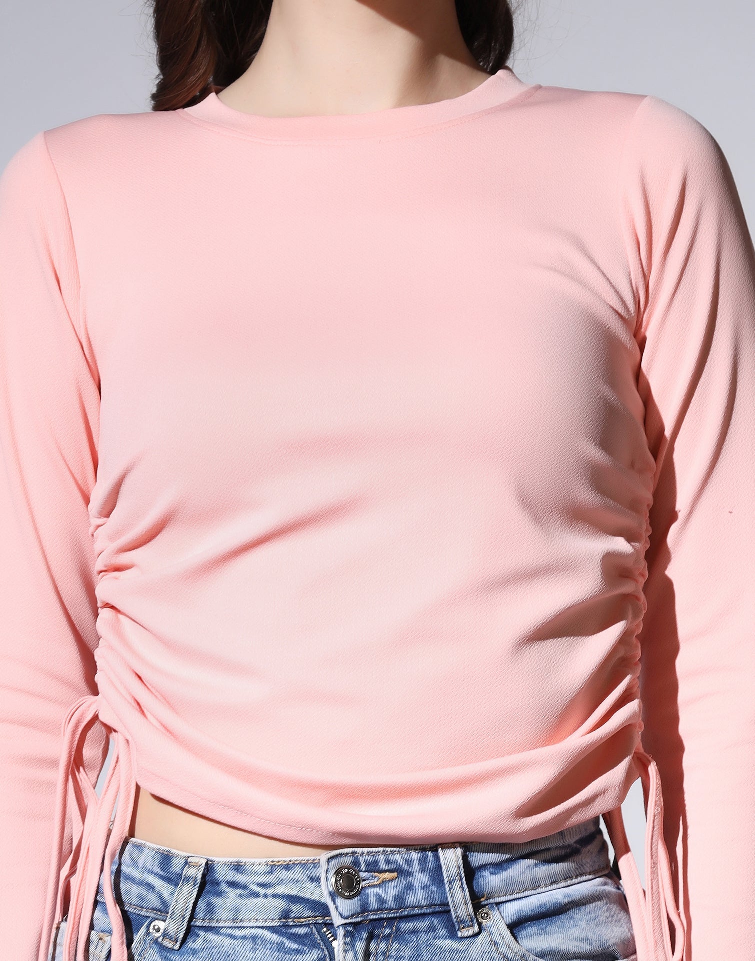 Peach Colored Lycra Knitted Top | Leemboodi