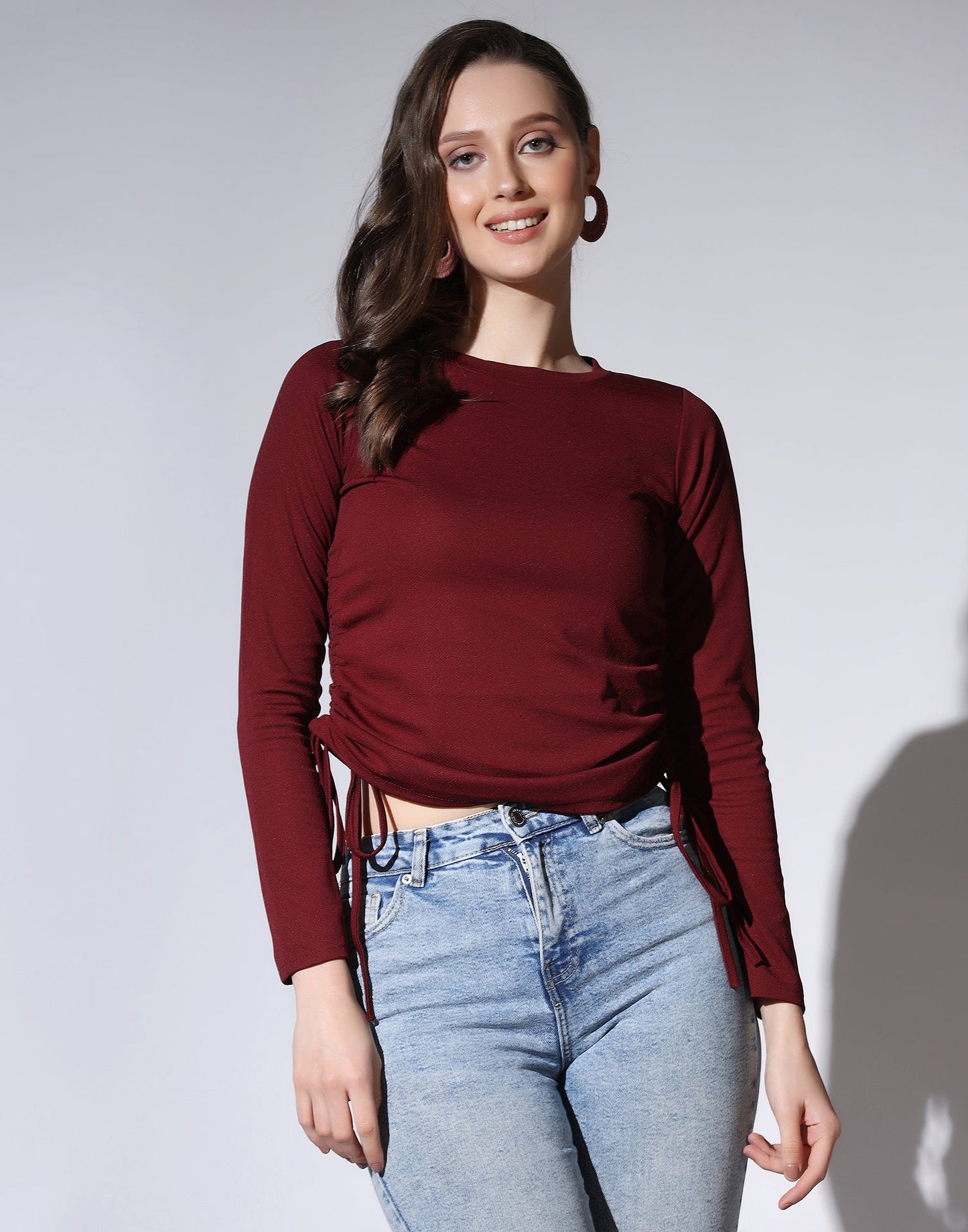 Maroon Colored Lycra Knitted Top | Sudathi