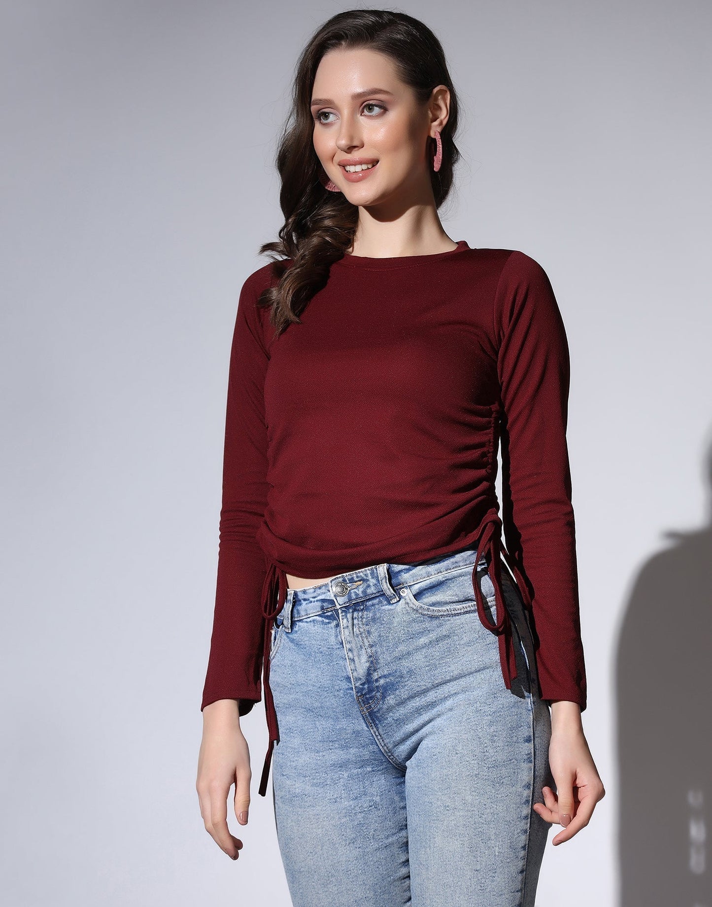 Maroon Colored Lycra Knitted Top | Sudathi