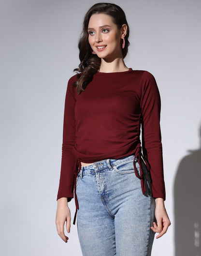Maroon Colored Lycra Knitted Top | Sudathi