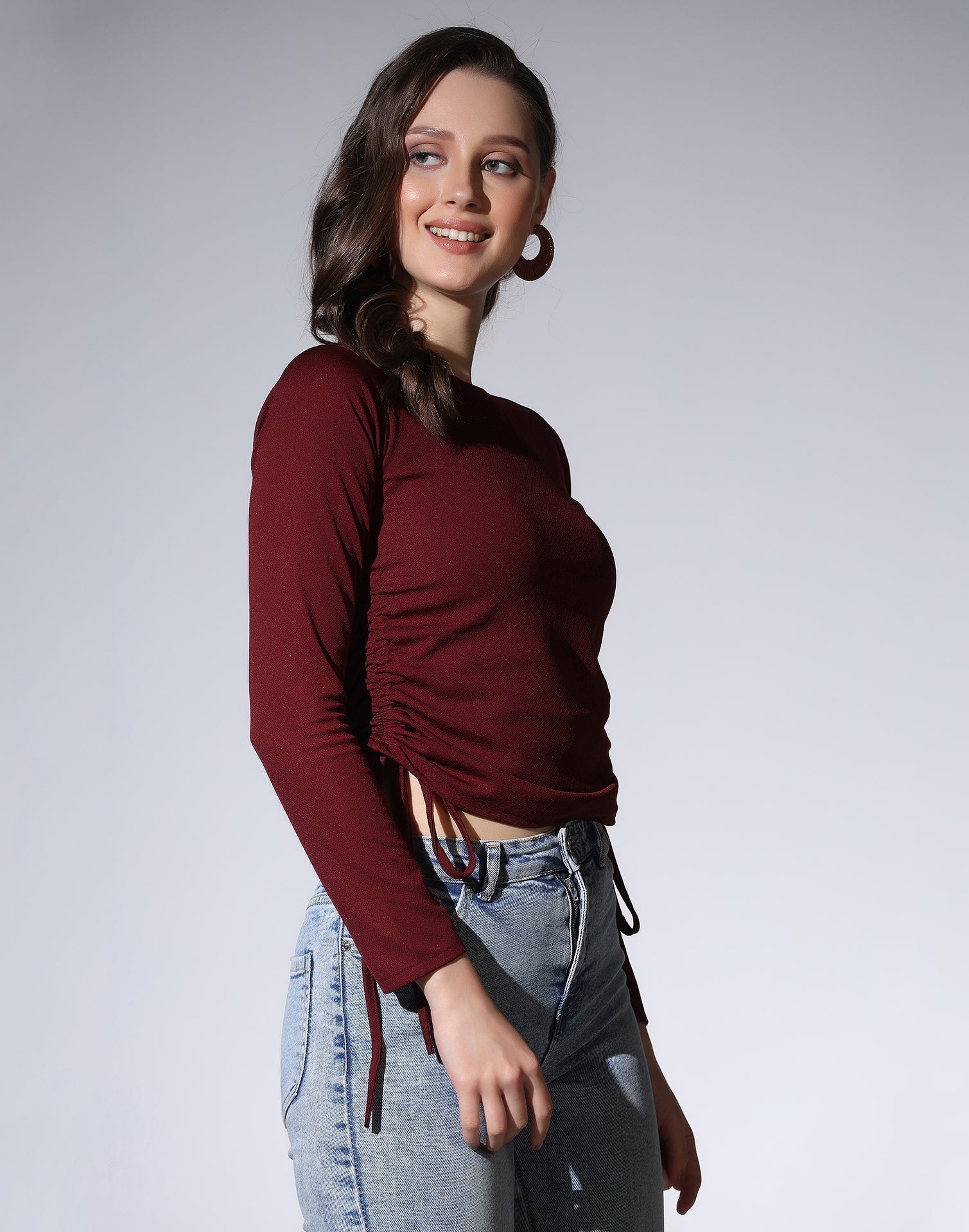 Maroon Colored Lycra Knitted Top | Sudathi