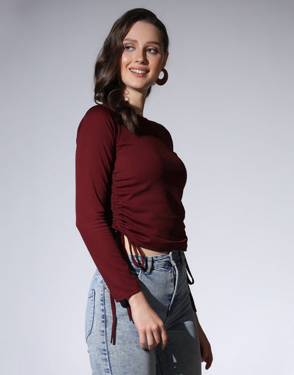 Maroon Colored Lycra Knitted Top | Sudathi