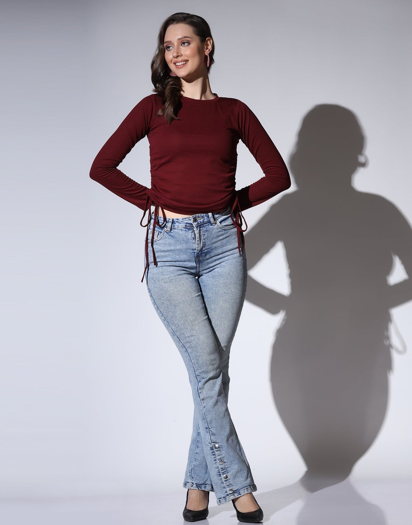Maroon Colored Lycra Knitted Top | Sudathi