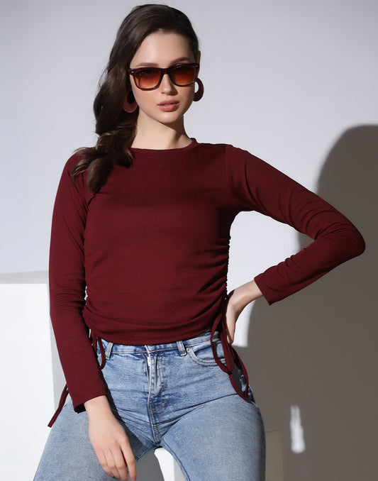 Maroon Colored Lycra Knitted Top | Sudathi