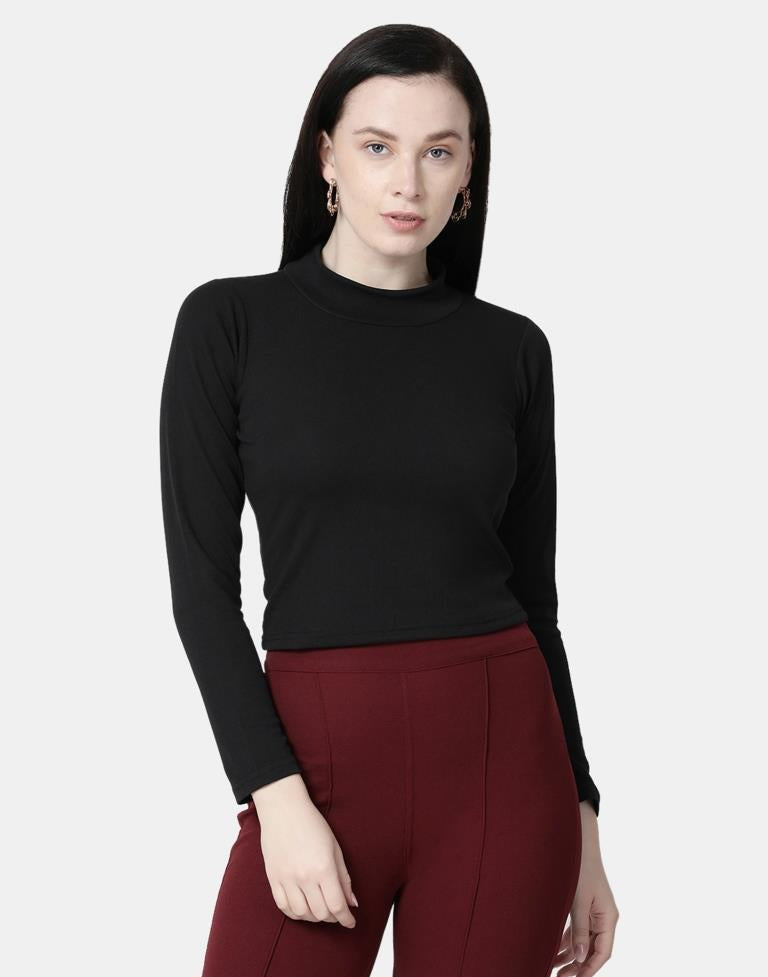 Black Colored Lycra Knitted Top | Sudathi