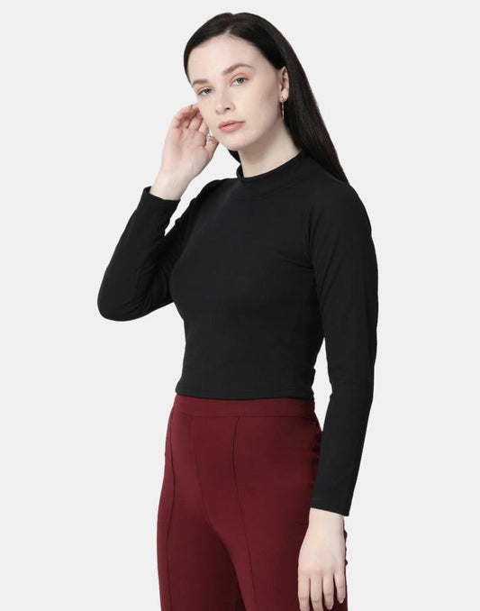 Black Colored Lycra Knitted Top | Sudathi