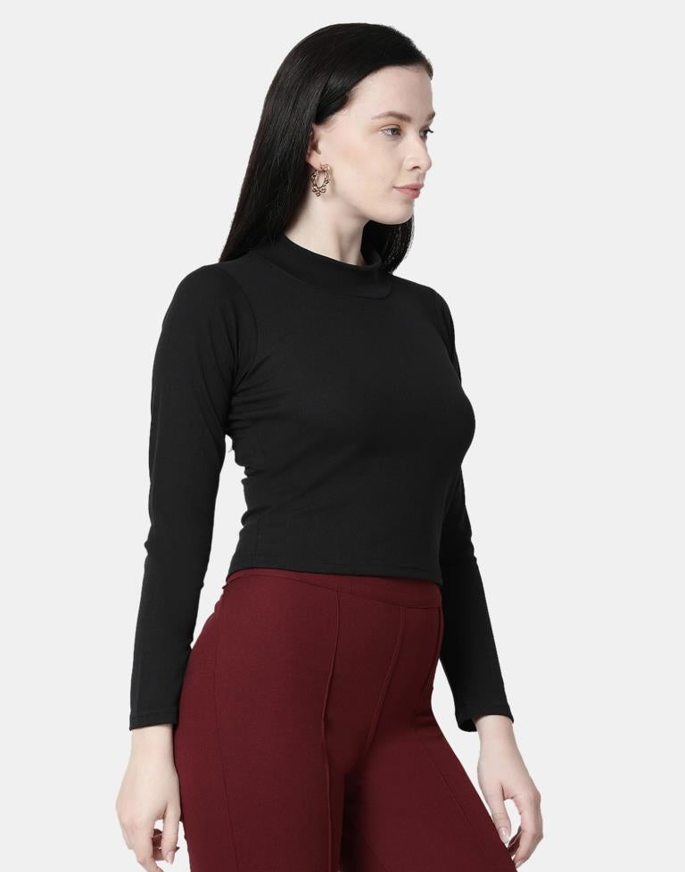Black Colored Lycra Knitted Top | Sudathi