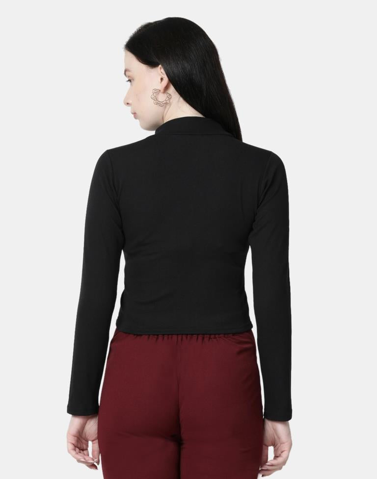 Black Colored Lycra Knitted Top | Sudathi