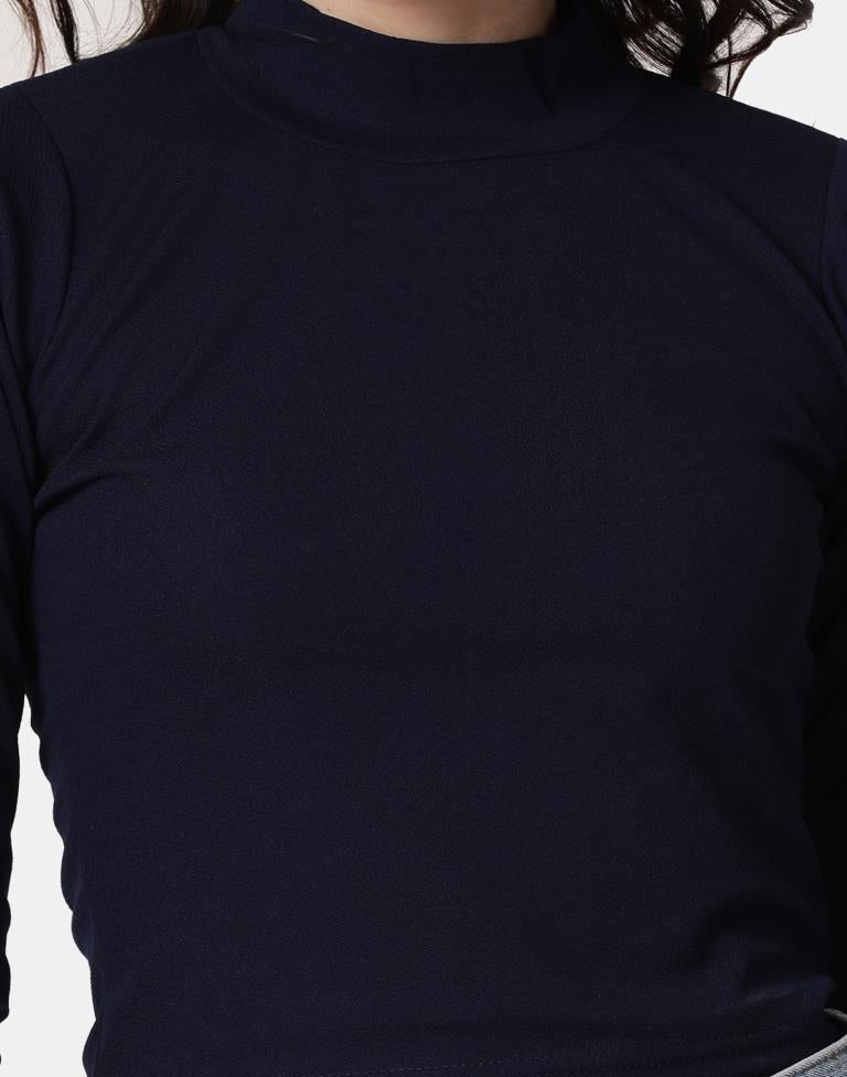 Blue Colored Lycra Knitted Top | Leemboodi